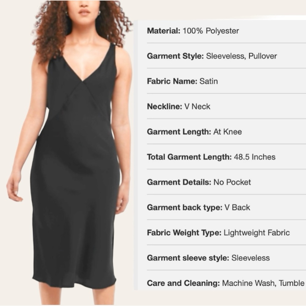 Satin Black Triangle Deep V Neck Slip Cocktail Dress Women’s Size M